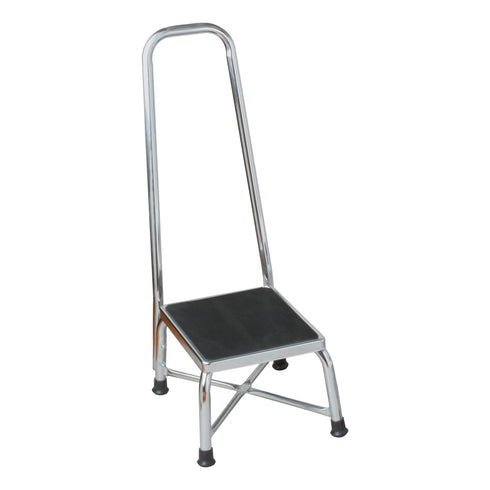 Fully Assembled Chrome Bariatric Foot Stool with Handrail 700lb Weight Capacity 9" High